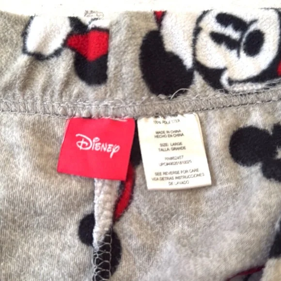 Adult L/G Disney Christmas Mickey Mouse Pajamas Pj Pajama Pants Gray Size Large - Picture 3 of 3